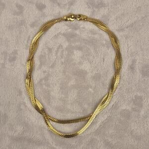 Vintage Retro Monet Signed Gold Tone Twisted Cobra Chain Necklace